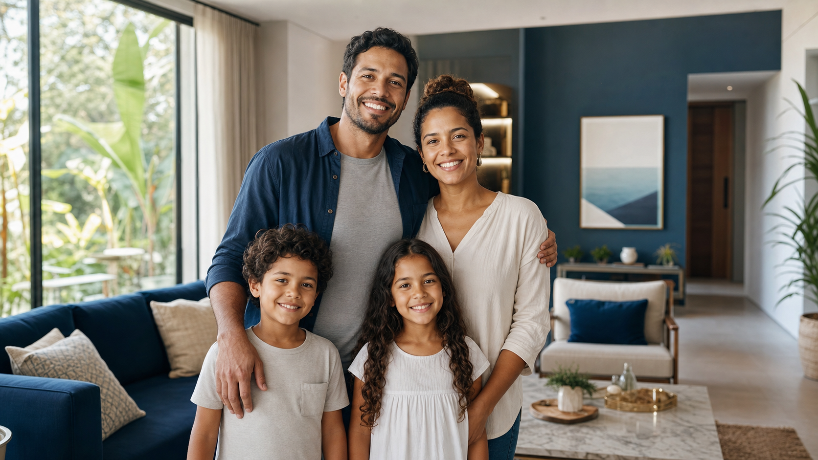 Família em sua residência