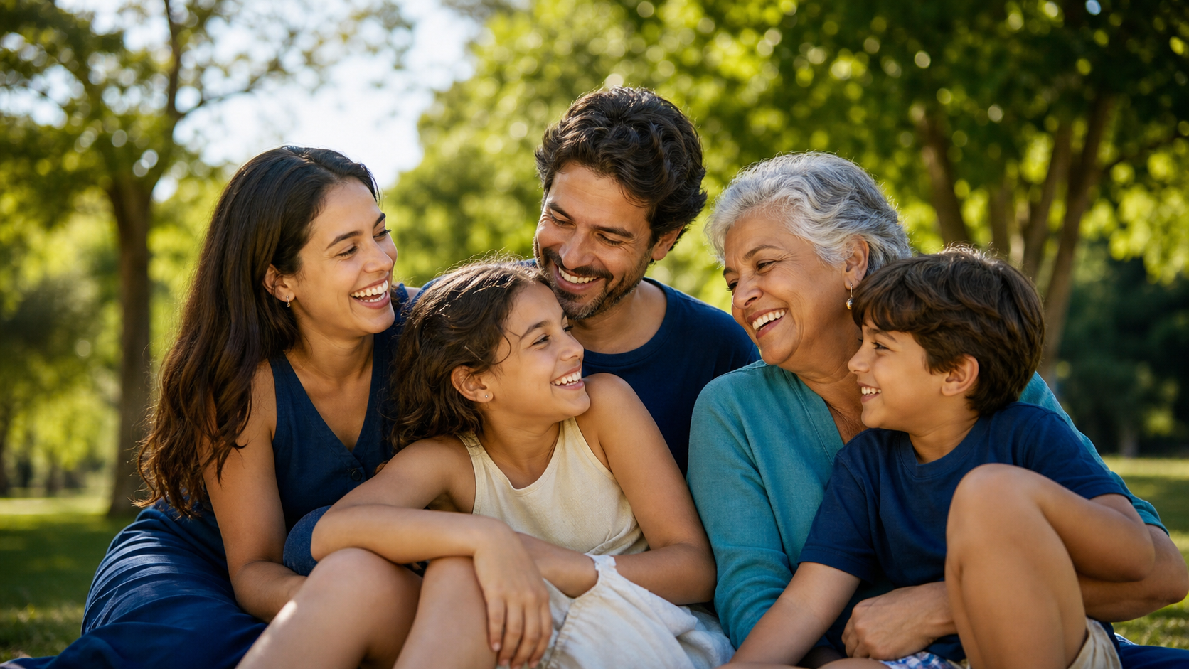 Família reunida em um parque